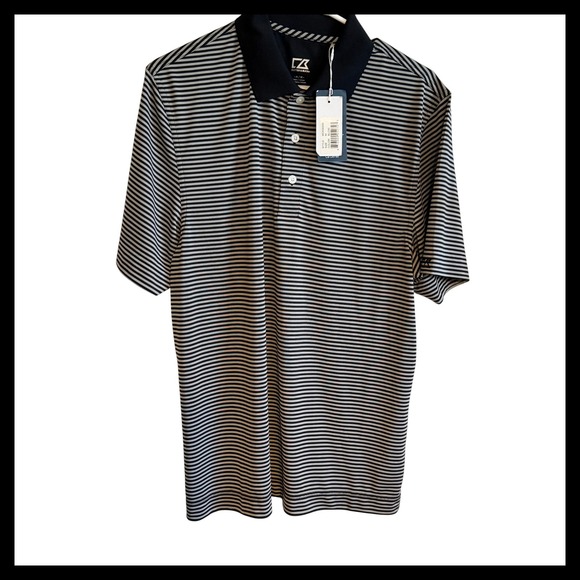 Cutter & Buck Other - NWT Cutter & Buck CB DryTec Mens M Golf Polo Shirt Striped Moisture Wicking